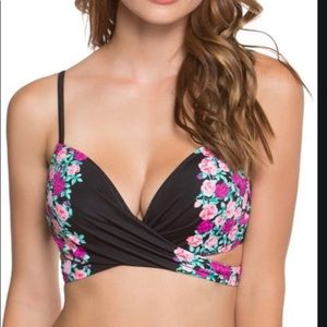 BETSEY JOHNSON NWT Black Ballerina Rose Bikini Top